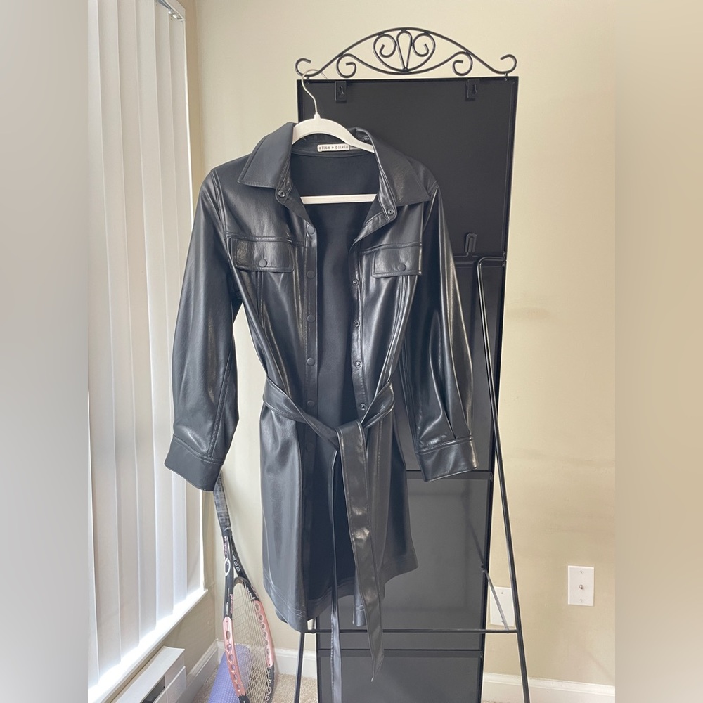 Alice + Olivia black leather dress/jacket